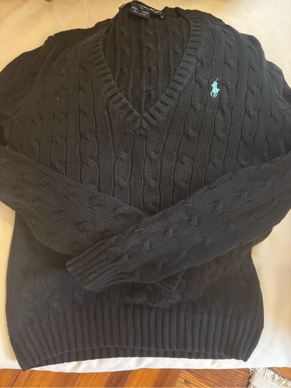 Polo by Ralph Lauren Women’s Cable V-Neck Sweater Black